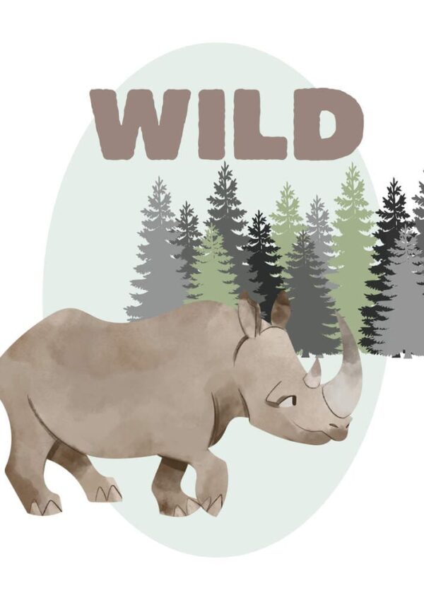 Affiche enfant Wild Rhino