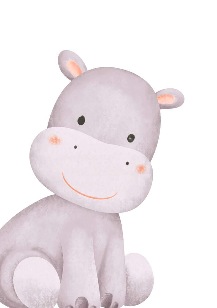 Affiche enfant hippopotame souriant