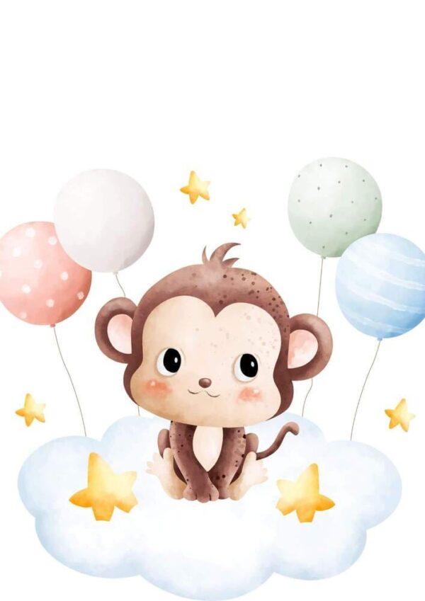 Affiche enfant singe bébé
