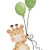 Affiche enfant girafe bébé avec ballons