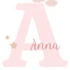 Affiche prénom bébé rose personnalisée