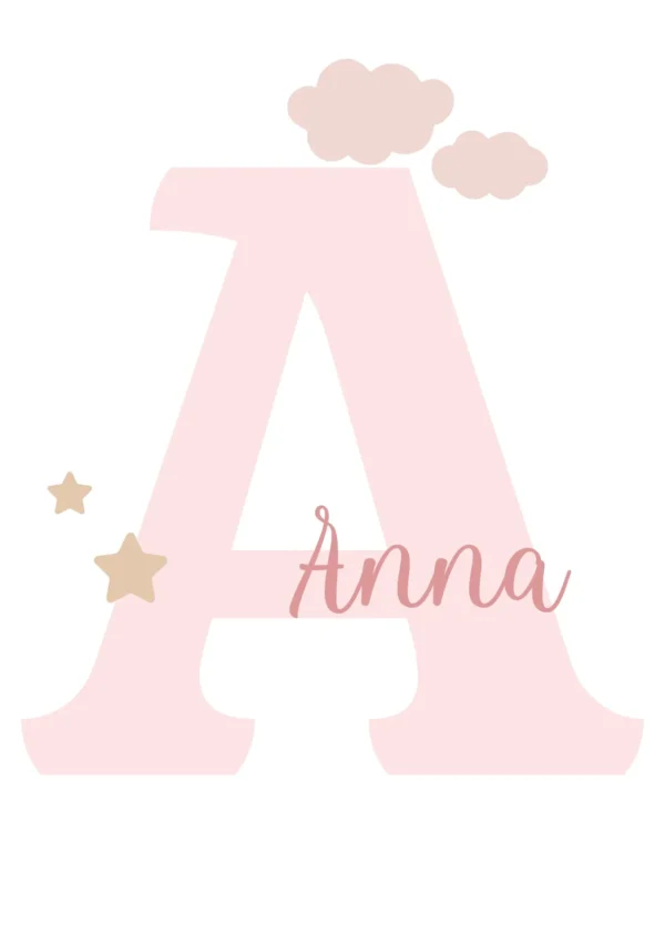 11 Affiche prénom bébé rose personnalisée
