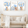 Lot d’affiches enfant oursons en montgolfière bleue