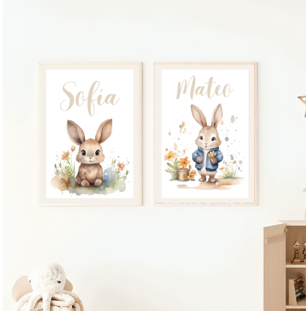 Lot d’affiches enfant lapins frères et sœurs
