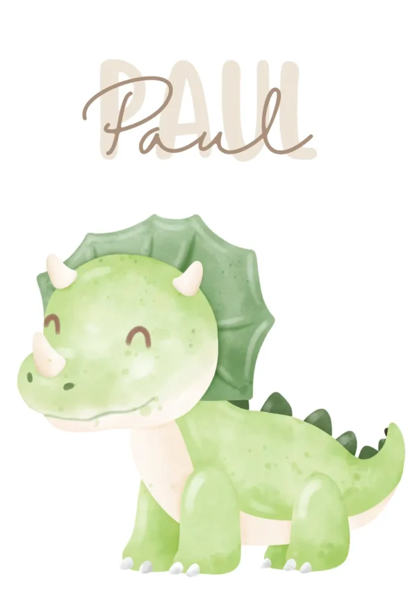 Affiche enfant dinosaure vert
