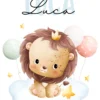 Affiche lionceau personnalisée bleu et rose