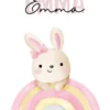 Affiche petit lapin et arc-en-ciel avec prénom