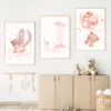 Lot d’affiches enfant oursons et ballons roses