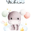 Affiche enfant hippopotame bébé personnalisée