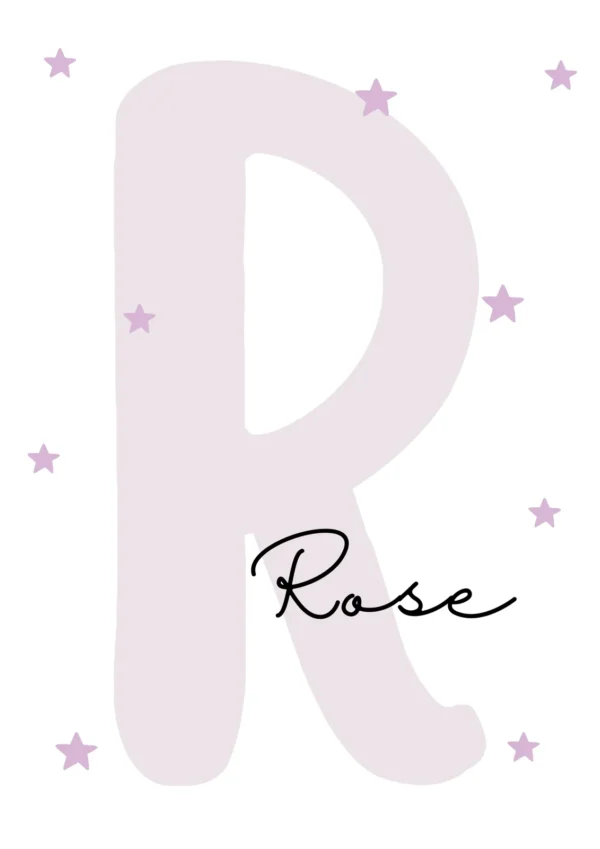 23 Affiche prénom bébé personnalisée violette