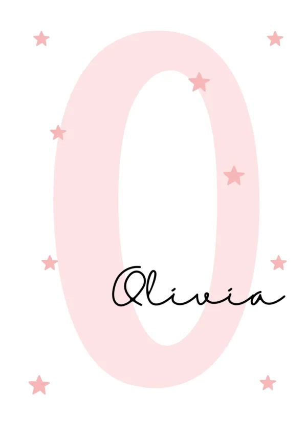 24 Affiche prénom bébé rose