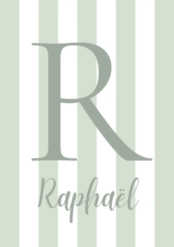 Affiche initiale à rayures vertes