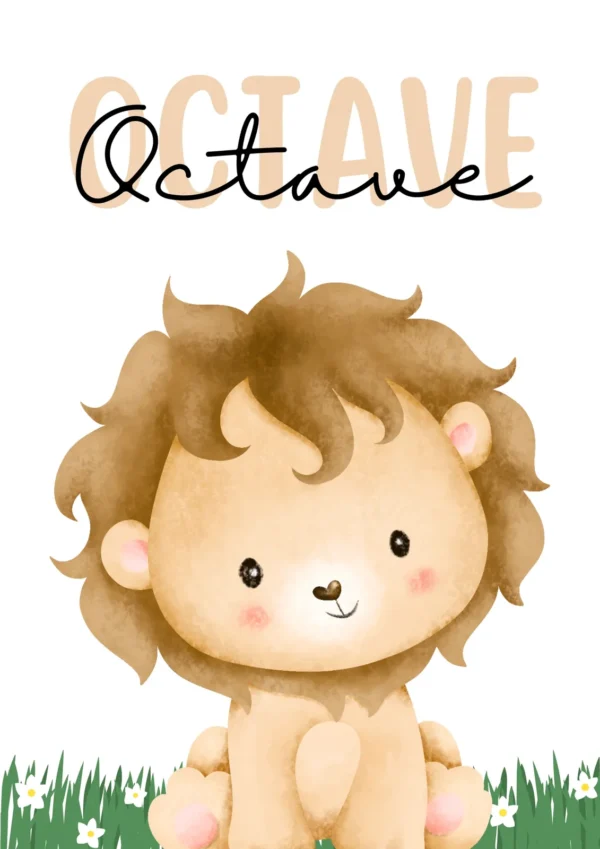 Affiche enfant lionceau personnalisée
