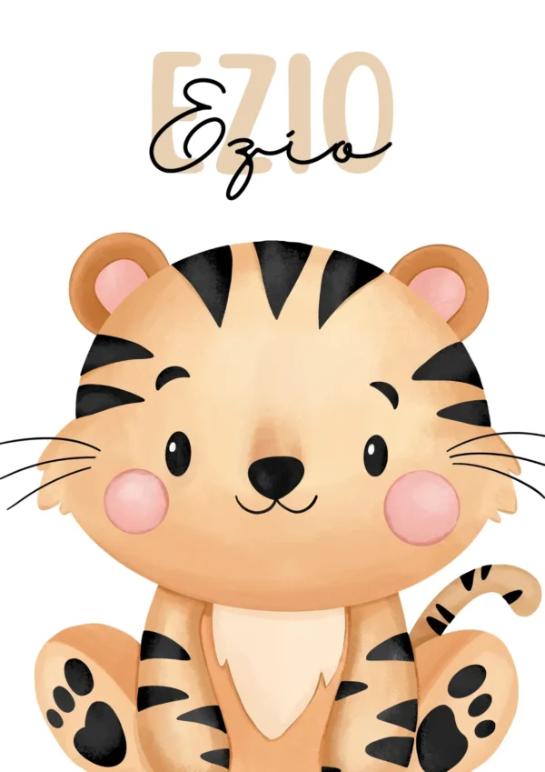 Affiche enfant tigre personnalisée
