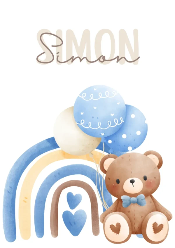 Affiches arc-en-ciel bleues avec ours