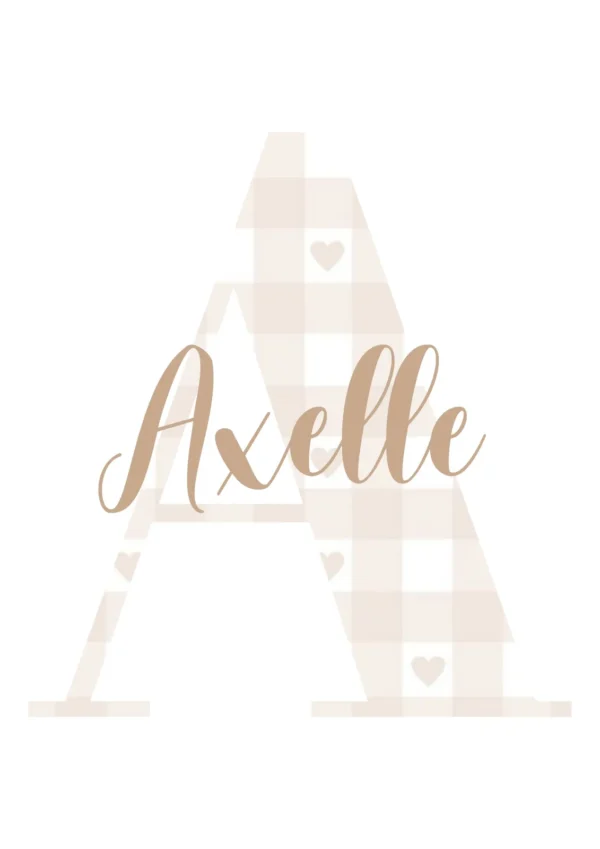 33 Affiche initiale Vichy beige avec cœurs