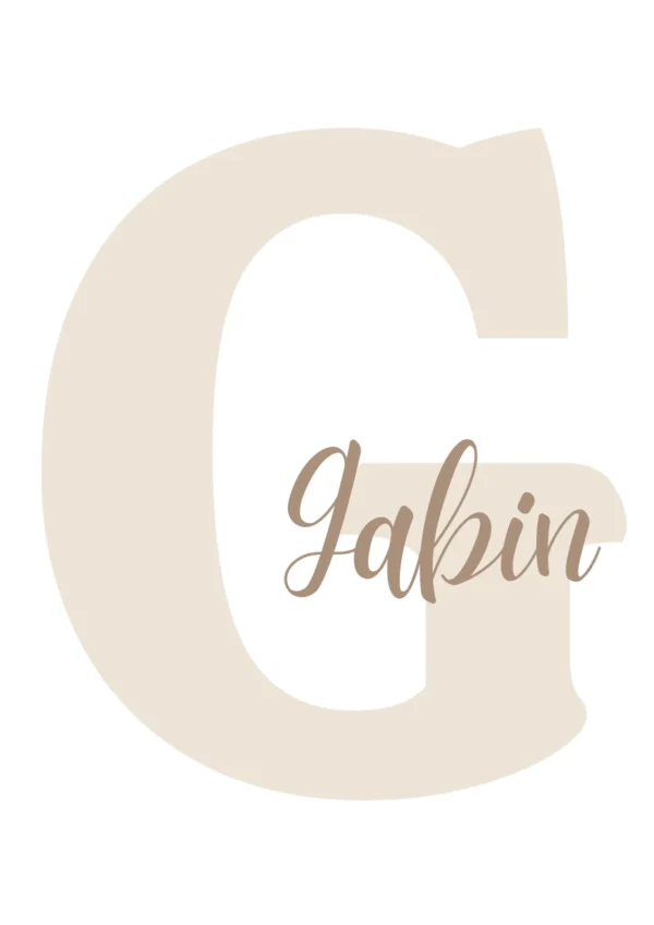 Affiche initiale personnalisée avec prénom beige