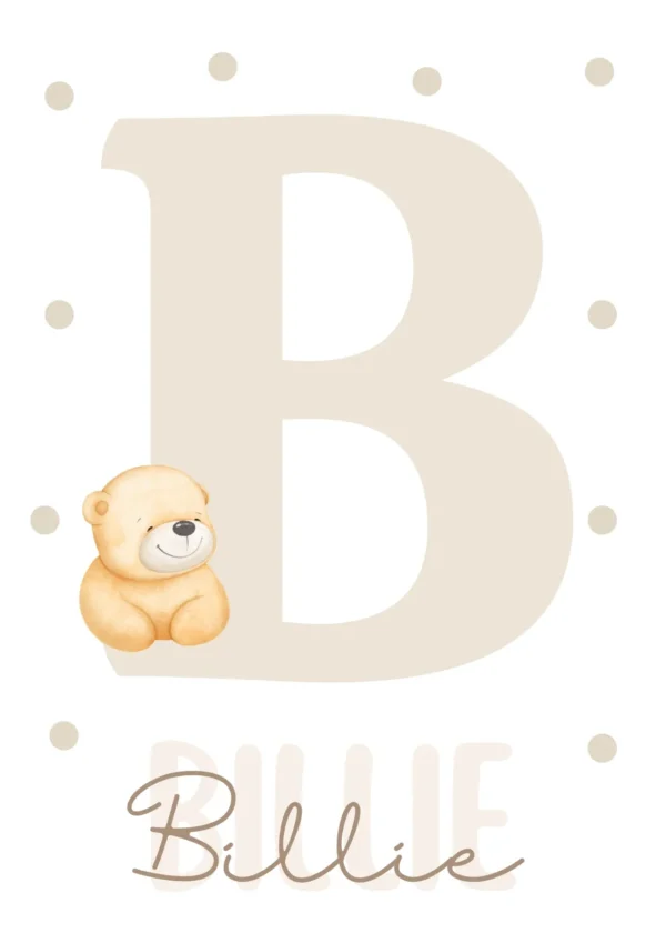 Affiche initiale avec nom ours affectueux