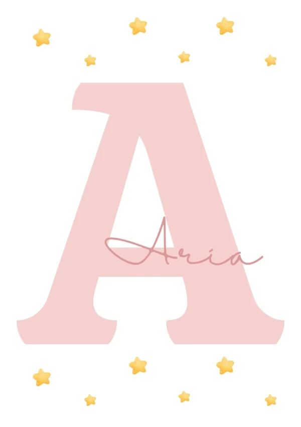 Affiches initiales bébé rose