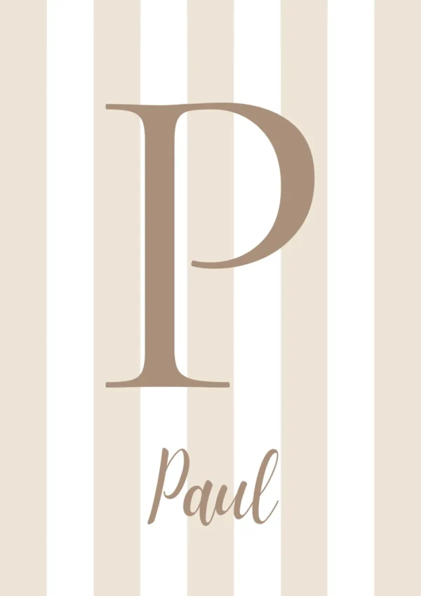 Affiche initiale à rayures beige