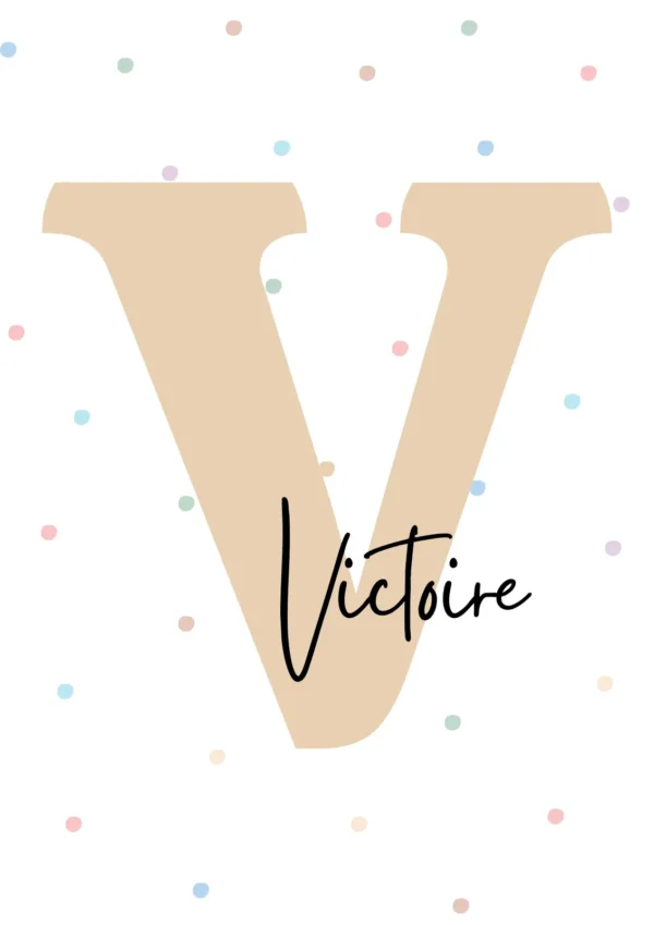 Affiche prénom bébé beige personnalisée