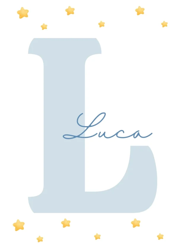 Affiches initiales bébé bleu