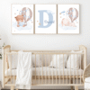 Lot d’affiches enfant ours et lapin bleus