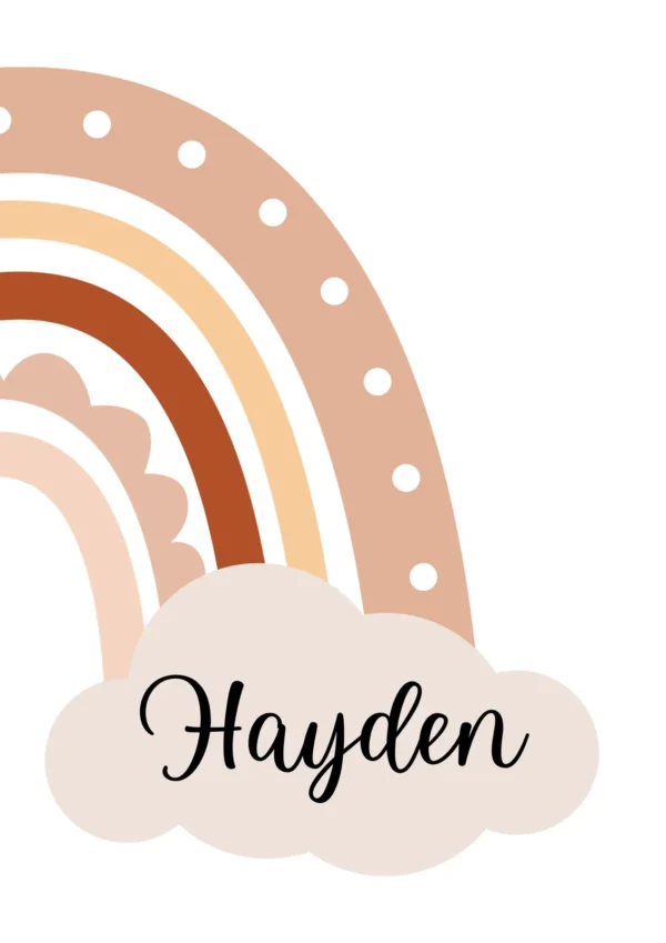 Affiche enfant arc-en-ciel pastel gauche et droite personnalisée