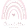 Affiche enfant arc-en-ciel rose personnalisée