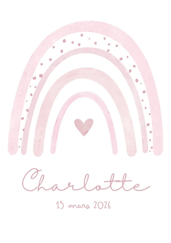 Arcoiris (13) Affiche enfant arc-en-ciel rose personnalisée