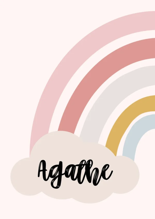 Affiche arc-en-ciel rose gauche et droite personnalisée