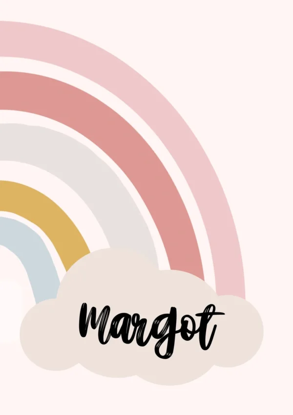 Affiche arc-en-ciel rose gauche et droite personnalisée