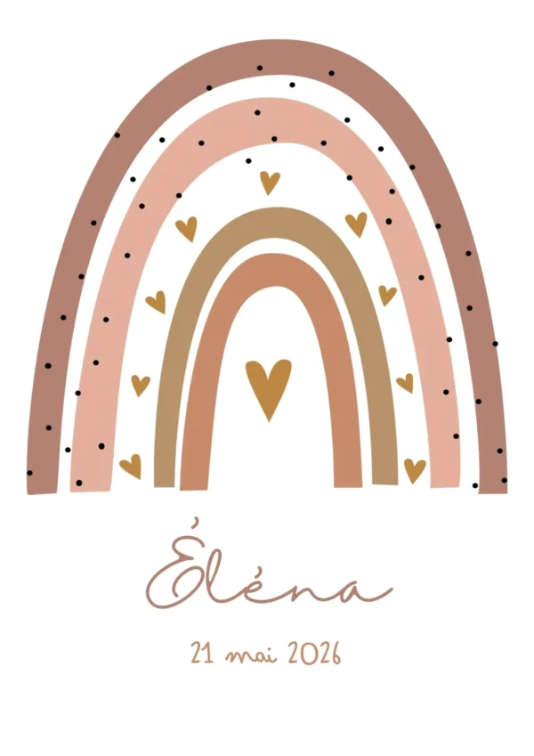 Affiche enfant arc-en-ciel marron personnalisée