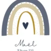 Affiche enfant arc-en-ciel bleu personnalisée