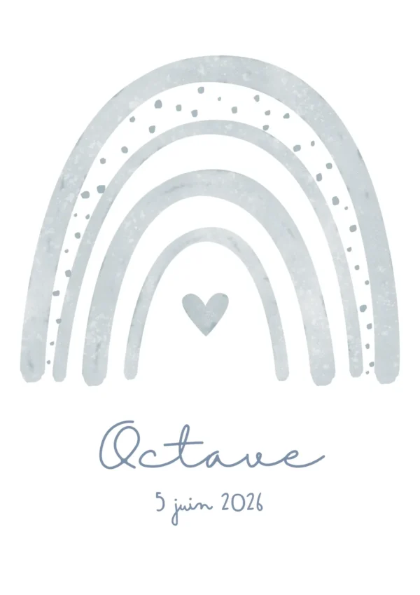 Affiche enfant arc-en-ciel gris personnalisée