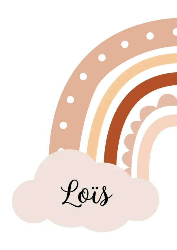 Affiche enfant arc-en-ciel pastel gauche et droite personnalisée