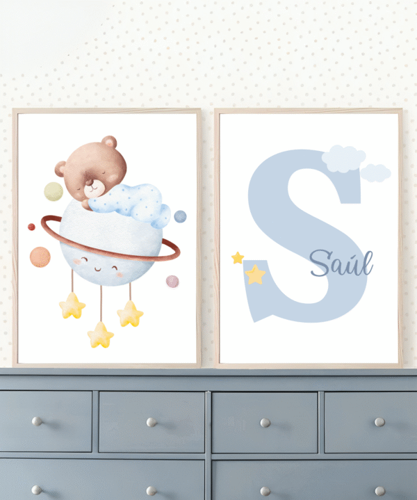 Lot d’affiches enfant ourson dans l’espace