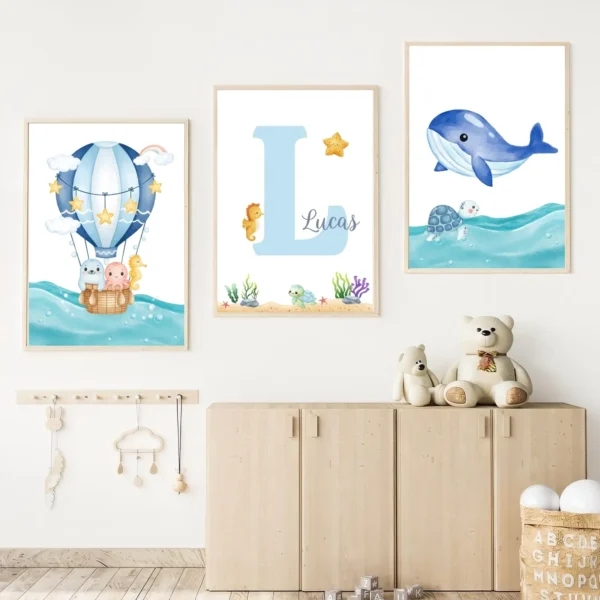 Conjuntos (2) Lot d’affiches enfants monde marin