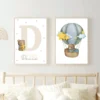 Conjuntos (26) Lot d’affiches enfant ourson en montgolfière verte