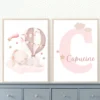 Conjuntos (28) Lot d’affiches enfant lapin rose et initiale