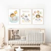 Conjuntos (5) Lot d’affiches enfant animaux sur le nuage