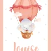 Affiche enfant éléphanteau en montgolfière