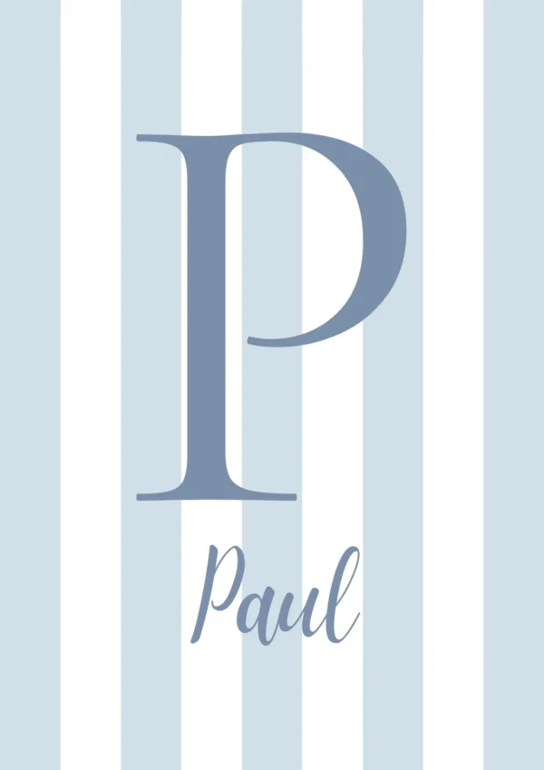 Affiche initiale à rayures bleues