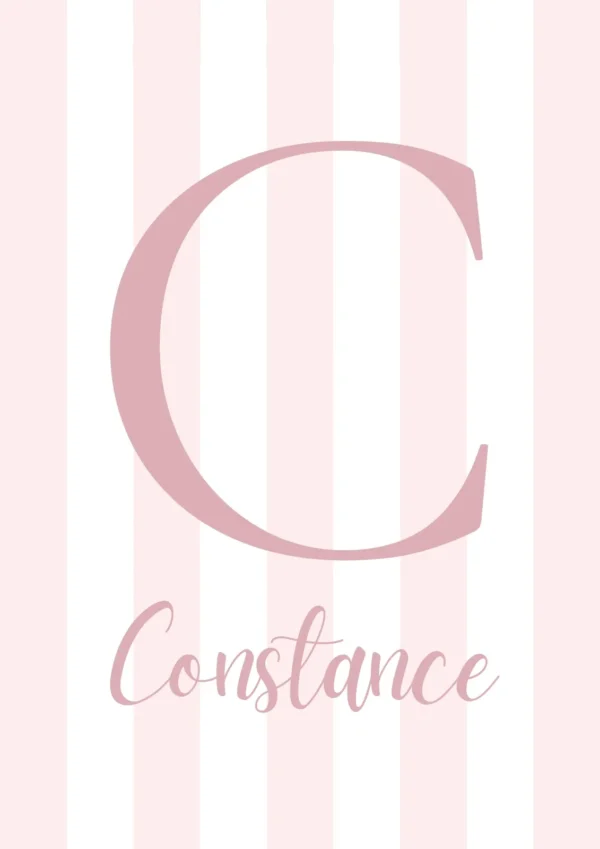 Affiche initiale à rayures rose clair