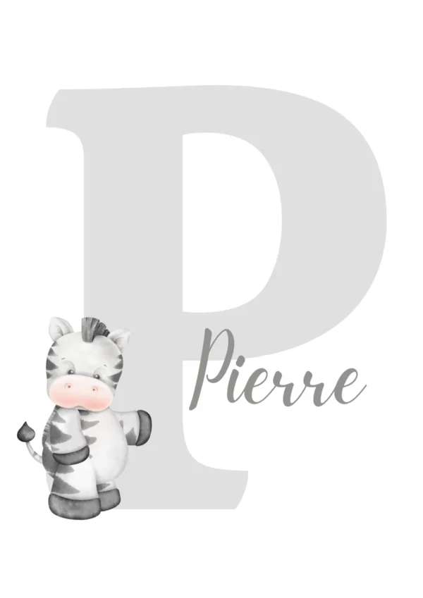 Affiche initiale personnalisée avec zèbre