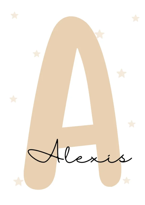 Affiche prénom bébé marron personnalisée