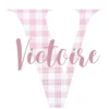 Affiche enfant initiale motif vichy rose