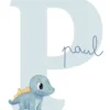 Affiche initiale avec prénom Dino bleu