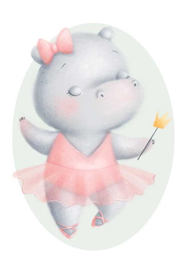 Affiche hippopotame ballerine