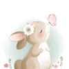 Affiche enfant lapin et papillon